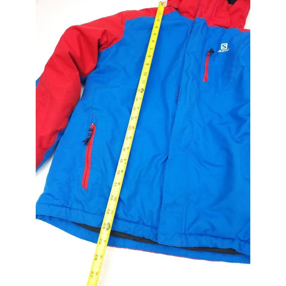 Salomon Girls Size 14Y XL Ski Jacket Hooded Advanced Skin Dry Coat Blue Red